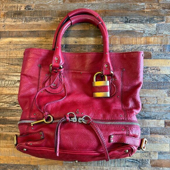 Chloe Handbags - CHLOE l Authentic Red Leather PADDINGTON l Shopper Tote Handbag